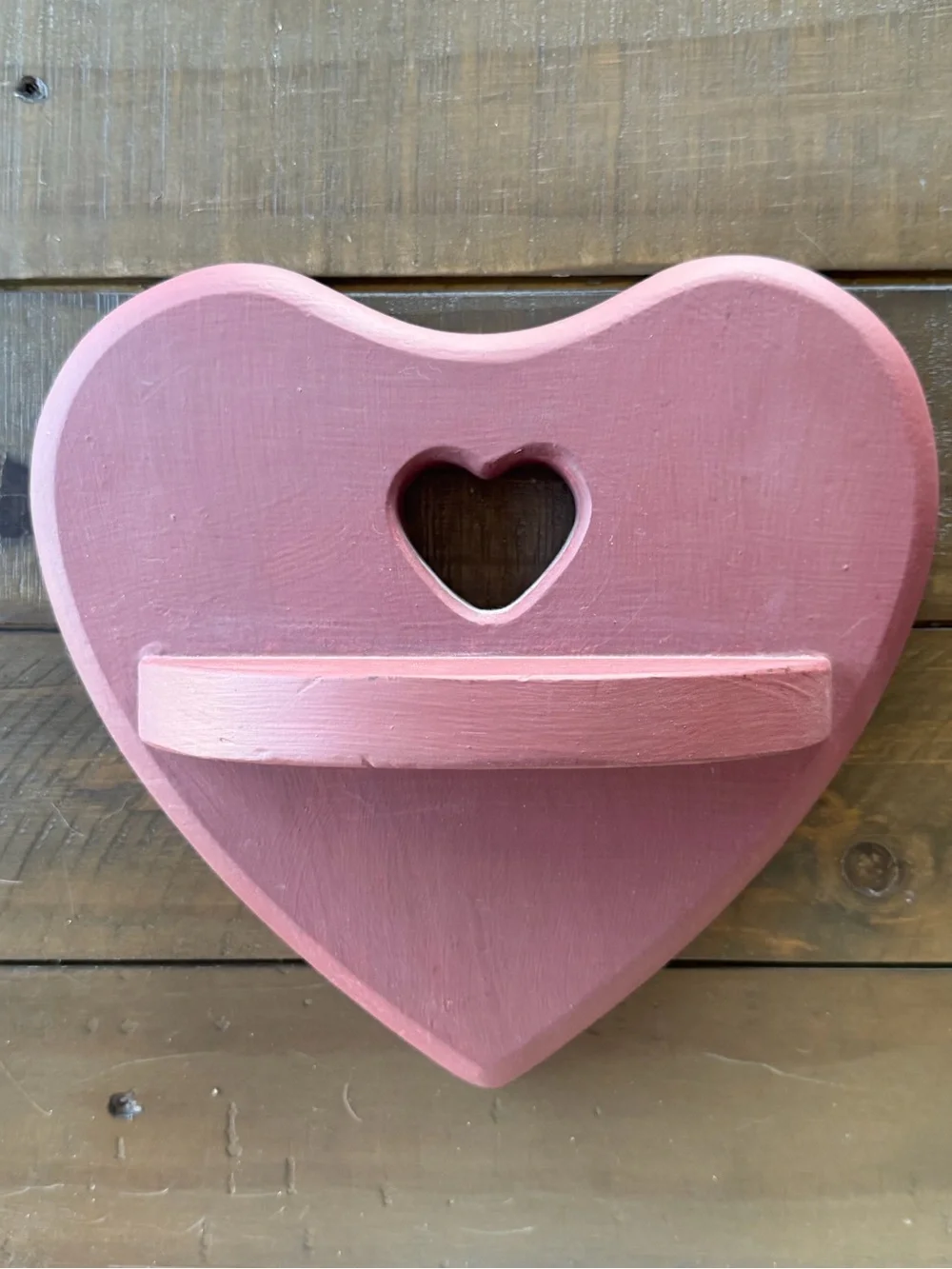 Rustic Heart Wall Shelf Farmhouse Decor Wood Cottage Shabby Chic Cottagecore